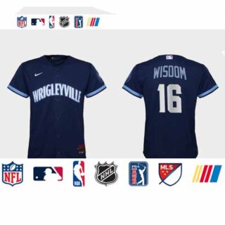 Chicago Cubs #16 Patrick Wisdom Youth Nike 2021 City Connect Navy MLB Jersey