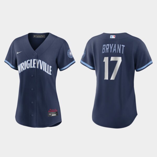 Chicago Cubs #17 Kris Bryant Women's Nike 2021 City Connect Navy MLB Jersey