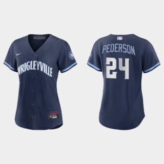 Chicago Cubs #24 Joc Pederson Women's Nike 2021 City Connect Navy MLB Jersey