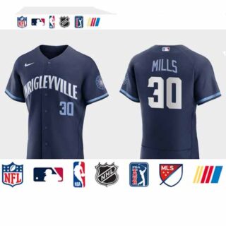 Chicago Cubs #30 Alec Mills Men's Nike 2021 City Connect Authentic Navy MLB Jersey