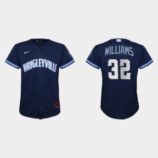 Chicago Cubs #32 Trevor Williams Youth Nike 2021 City Connect Navy MLB Jersey
