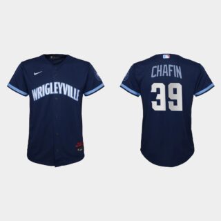 Chicago Cubs #39 Andrew Chafin Youth Nike 2021 City Connect Navy MLB Jersey