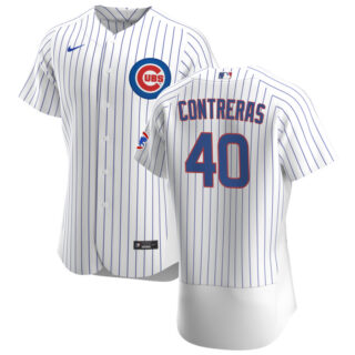 Chicago Cubs #40 Willson Contreras Men's Nike White Home 2020 Authentic Player Jersey