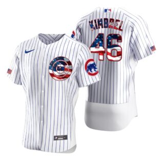 Chicago Cubs #46 Craig Kimbrel Men's Nike White Fluttering USA Flag Limited Edition Authentic MLB Jersey