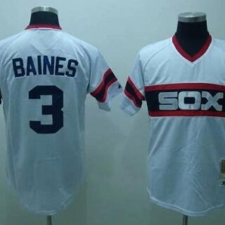 Men's Chicago White Sox #3 Harold Baines Throwback White Mitchell&Ness Jersey