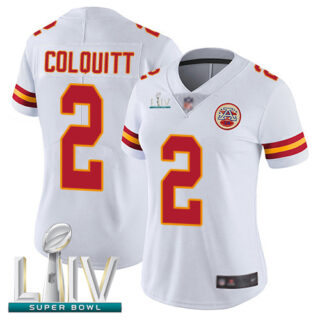 Chiefs #2 Dustin Colquitt White Super Bowl LIV Bound Women's Stitched Football Vapor Untouchable Limited Jersey