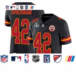 Chiefs #42 Anthony Sherman Black Super Bowl LIV Bound Youth Stitched Football Limited Rush Jersey