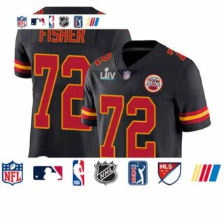Chiefs #72 Eric Fisher Black Super Bowl LIV Bound Men's Stitched Football Limited Rush Jersey