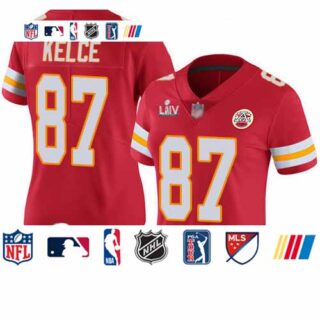 Chiefs #87 Travis Kelce Red Team Color Super Bowl LIV Bound Women's Stitched Football Vapor Untouchable Limited Jersey