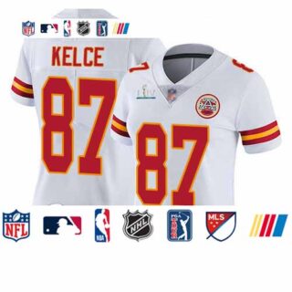 Chiefs #87 Travis Kelce White Super Bowl LIV Bound Women's Stitched Football Vapor Untouchable Limited Jersey