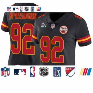 Chiefs #92 Tanoh Kpassagnon Black Super Bowl LIV Bound Women's Stitched Football Limited Rush Jersey