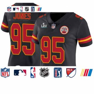 Chiefs #95 Chris Jones Black Super Bowl LIV Bound Women's Stitched Football Limited Rush Jersey