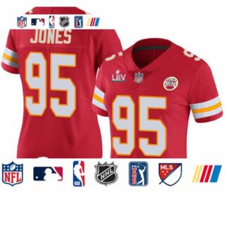 Chiefs #95 Chris Jones Red Team Color Super Bowl LIV Bound Women's Stitched Football Vapor Untouchable Limited Jersey