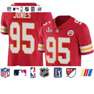 Chiefs #95 Chris Jones Red Team Color Super Bowl LIV Bound Youth Stitched Football Vapor Untouchable Limited Jersey