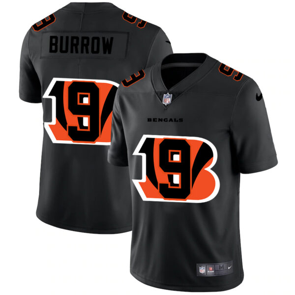 Cincinnati Bengals #9 Joe Burrow Men's Nike Team Logo Dual Overlap Limited NFL Jersey Black
