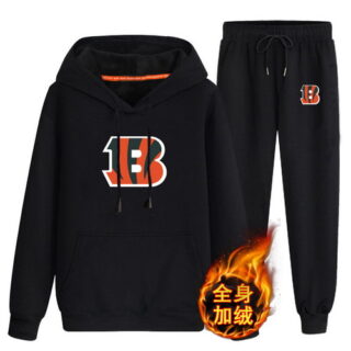Cincinnati Bengals Black Men's Winter Thicken NFL Pullover Hoodie & Pant