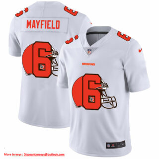Cleveland Browns #6 Baker Mayfield White Men's Nike Team Logo Dual Overlap Limited NFL Jersey