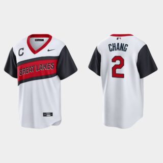 Cleveland Indians #2 Yu Chang Men's Nike White 2021 Little League Class Game MLB Jersey
