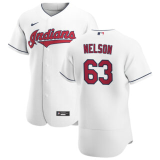 Cleveland Indians #63 Kyle Nelson Men's Nike White Home 2020 Authentic Team MLB Jersey