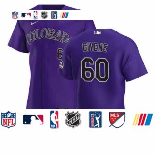 Colorado Rockies #60 Mychal Givens Men's Nike Purple Alternate 2020 Authentic Player MLB Jersey
