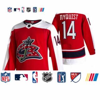 Columbus Blue Jackets #14 Gustav Nyquist Red Men's Adidas 2020-21 Reverse Retro Alternate NHL Jersey