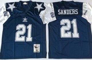 Cowboys 21 Deion Sanders Blue Throwback Jersey