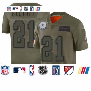 Cowboys #21 Ezekiel Elliott Camo Youth Stitched Football Limited 2019 Salute to Service Jersey