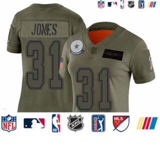 Cowboys #31 Byron Jones Camo Women's Stitched Football Limited 2019 Salute to Service Jersey