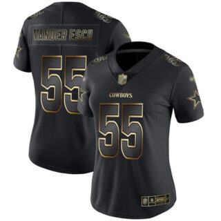 Cowboys #55 Leighton Vander Esch Black Gold Women's Stitched Football Vapor Untouchable Limited Jersey