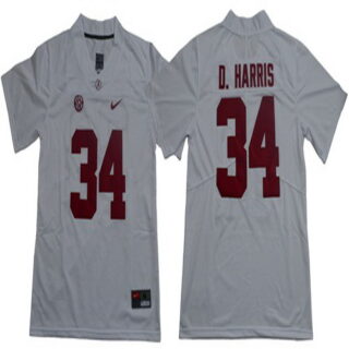Crimson Tide #34 Damien Harris White Limited Stitched NCAA Jersey