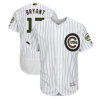 Cubs #17 Kris Bryant White(Blue Strip) Flexbase Authentic Collection 2018 Memorial Day Stitched Baseball Jersey