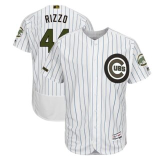 Cubs #44 Anthony Rizzo White(Blue Strip) Flexbase Authentic Collection 2018 Memorial Day Stitched Baseball Jersey