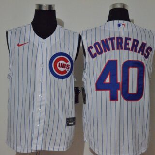 Cubs 40 Willson Contreras White Nike Cool Base Sleeveless Jersey