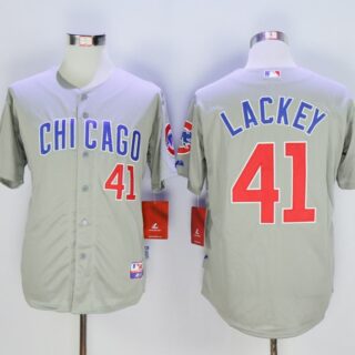 Cubs 41 John Lackey Gray Cool Base Jersey