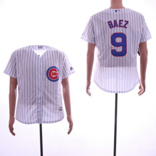 Cubs 9 Javiers Baez White Cool Base Jersey