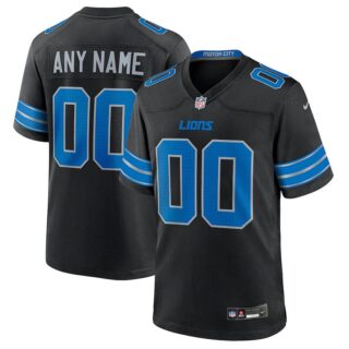 Custom Black Detroit Lions Game Jersey