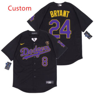 Custom Dodgers Black Purple Number Jersey