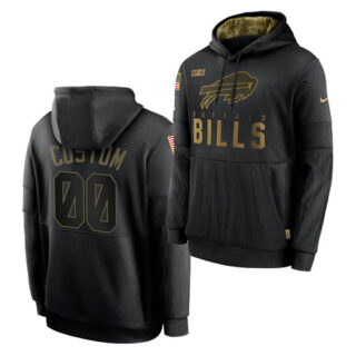 Custom Men's Buffalo Bills 2020 Salute To Service Black Sideline Performance Pullover Hoodie