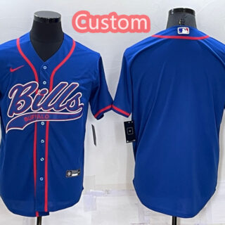 Custom Men's Buffalo Bills Royal Cool Base Stitched Baseball Jersey