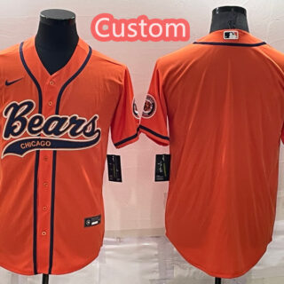 Custom Men's Chicago Bears Orange Stitched Jersey