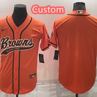 Custom Men's Cleveland Browns Orange Stitched Jersey