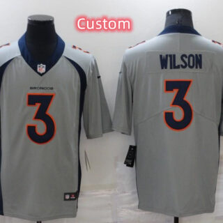 Custom Men's Denver Broncos Grey Stitched Jersey