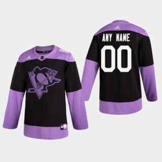 Custom Men's Fights Cancer Jersey Penguins Practice Hockey Jersey