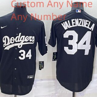 Custom Men's Los Angeles Dodgers Black Cool Base Stitched Baseball Jersey