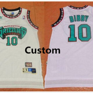 Custom Men's Memphis Grizzlies White TThrowback Stitched NBA Jersey