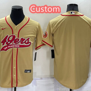 Custom Men's San Francisco 49ers Gold Cool Base Stitched Baseball Jersey