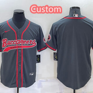 Custom Men's Tampa Bay Buccaneers Charcoal Cool Base Stitched Baseball Jersey