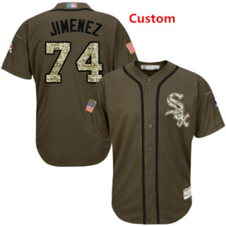 Custom White Sox Green Salute to Service Stitched Baseball Jerseys