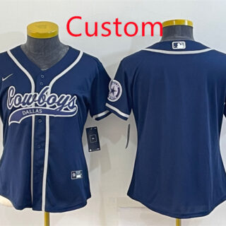 Custom Women's Dallas Cowboys Navy Baseball Jersey