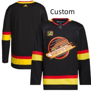 Custom Youth Vancouver Canucks Blank 50th Anniversary Black Stitched Jersey